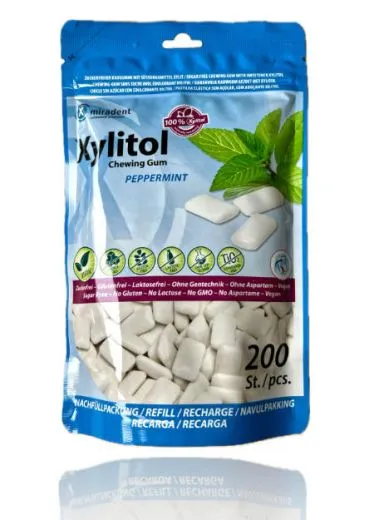 Miradent Kaugummi Peppermint Nachfllpack 200g